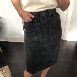 Free people distressed midi denim skirt